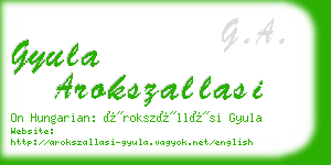 gyula arokszallasi business card